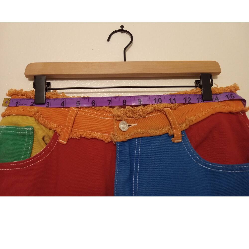Primary Colors Color Block Patchwork Denim Boyfriend Fit Funky Jeans SZ 32 - Picture 8 of 10